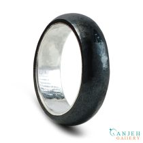 حلقه سنگی حدید اصل ترکیب با رینگ نقره -کد N3011-گالری جواهرات گنجه