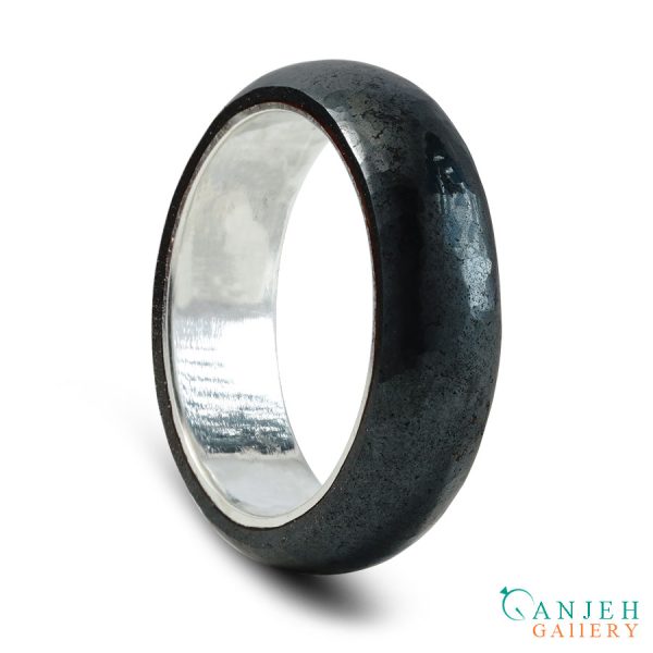 حلقه سنگی حدید اصل ترکیب با رینگ نقره -کد N3011-گالری جواهرات گنجه