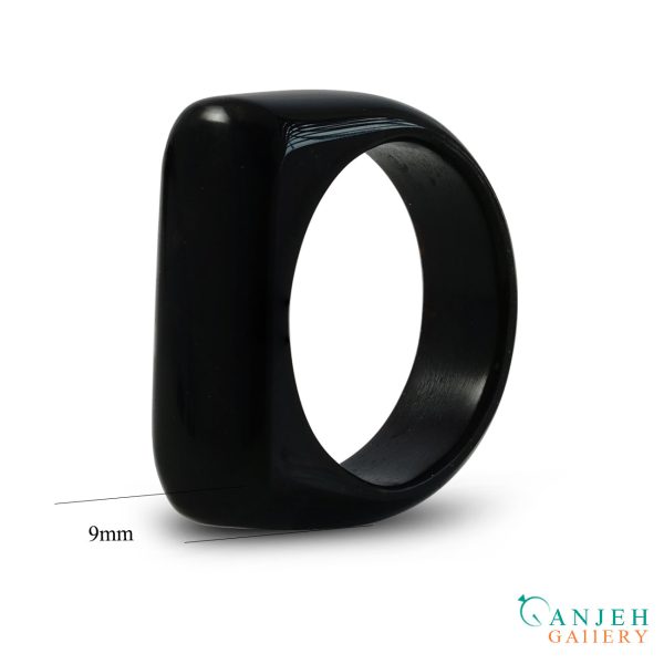 انگشتر سنگی عقیق مشکی طبیعی-کد N3013-گالری جواهرات گنجه