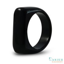 حلقه سنگی عقیق مشکی اصل کد N3013 -کد N3013-گالری جواهرات گنجه