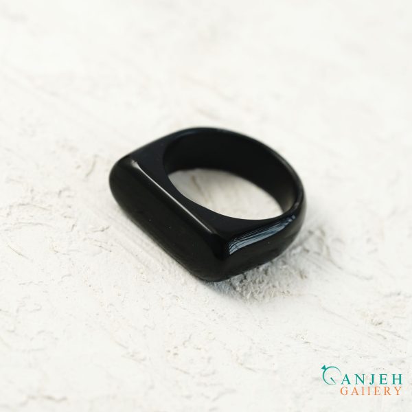 انگشتر سنگی عقیق مشکی مشکی-کد N3013-گالری جواهرات گنجه