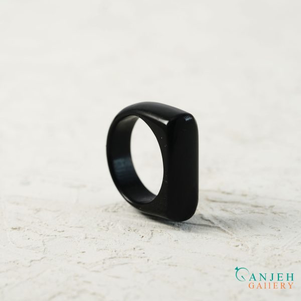 حلقه سنگی عقیق سیاه اصل -کد N3013-گالری جواهرات گنجه