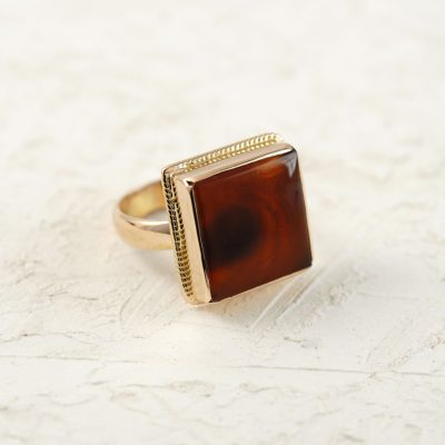 سفارش ساخت انگشتر طلا دست ساز با سنگ عقیق اصل و کاملا طبیعی