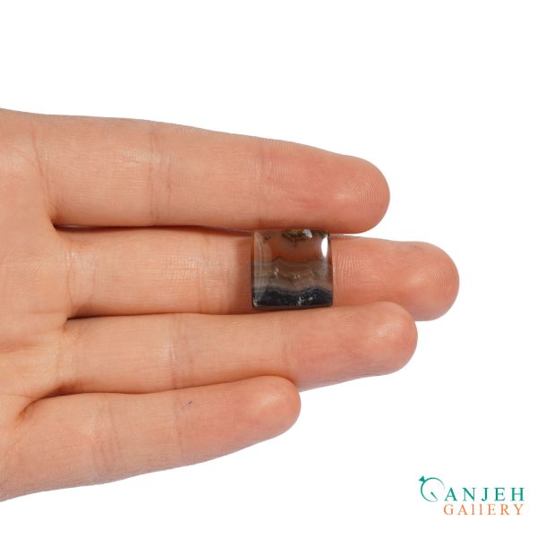 نگین عقیق سلیمانی مشکی شجر -کد N1099-گالری جواهرات گنجه