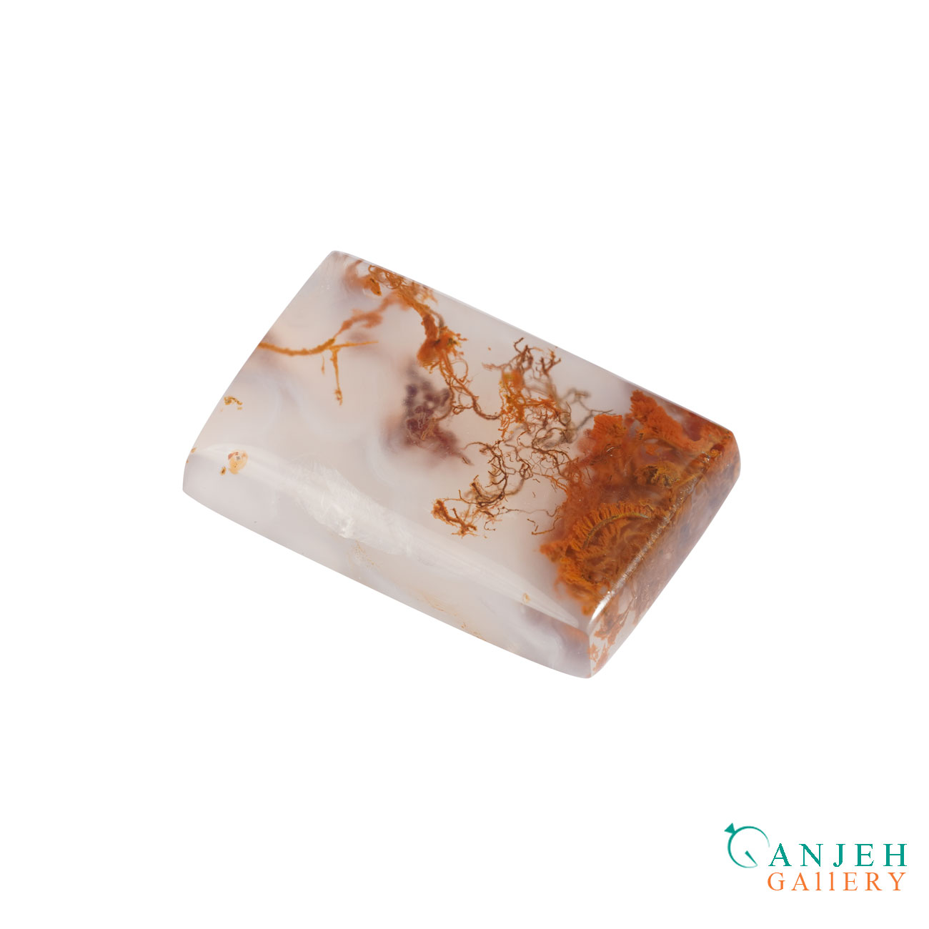 نگین عقیق شجری مستطیل -کد N1102-گالری جواهرات گنجه