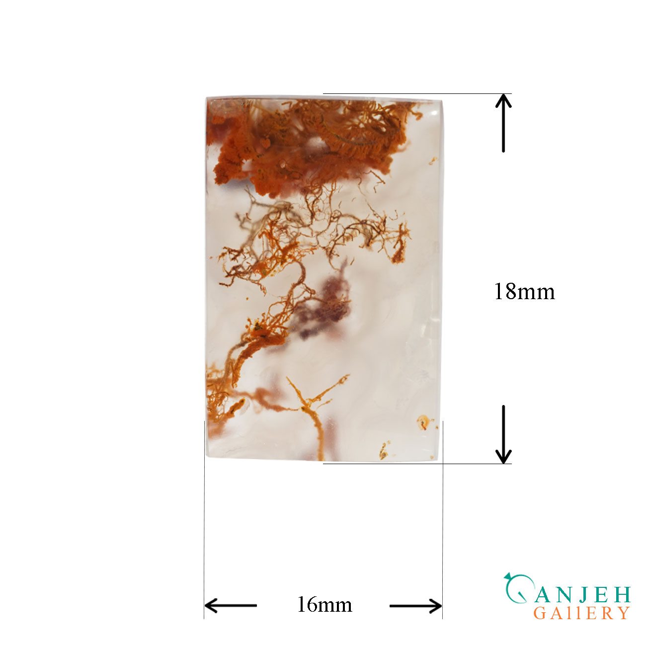 نگین عقیق شجر مستطیل شکل -کد N1102-گالری جواهرات گنجه