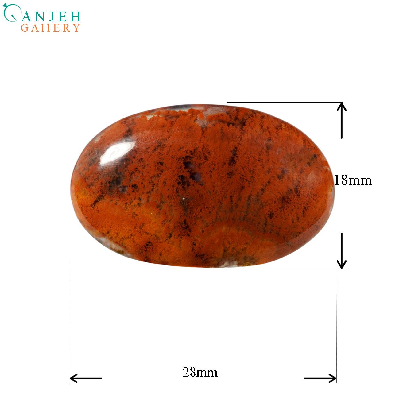 نگین عقیق شجر پاییزی بیضی شکل -کد N1107-گالری جواهرات گنجه