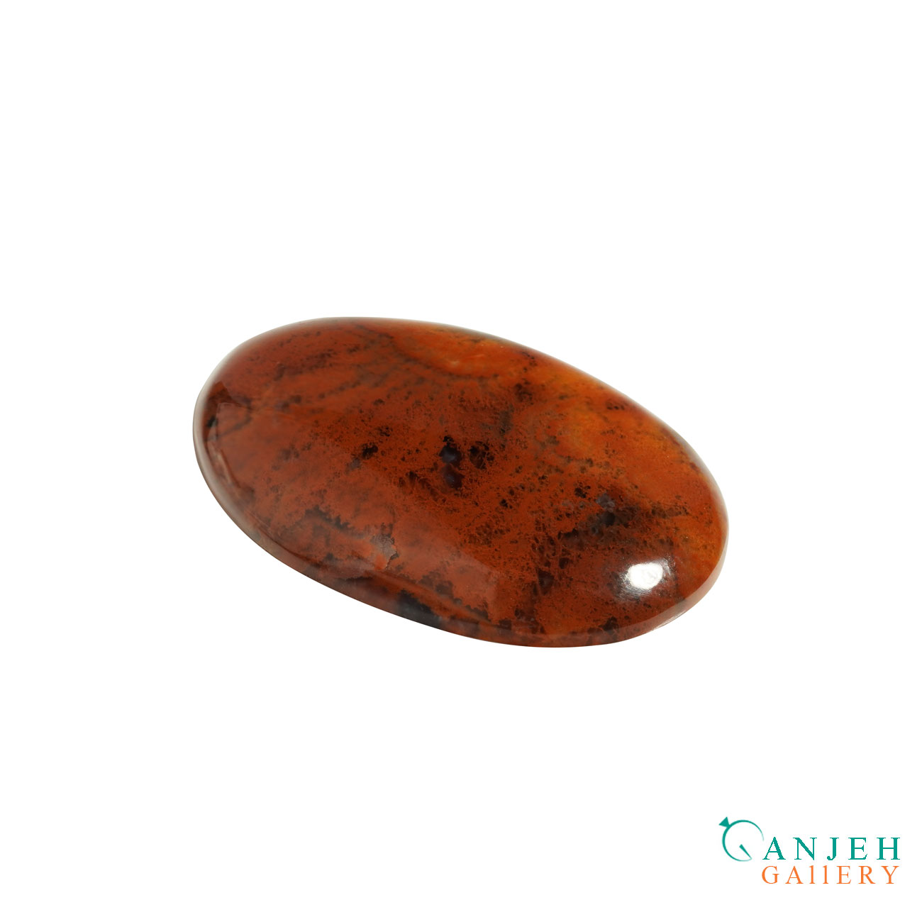 نگین عقیق شجر بیضی شکل -کد N1107-گالری جواهرات گنجه