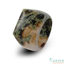 انگشتر سنگی عقیق شجر خزه ای - کد N3016- گالری جواهرات گنجه