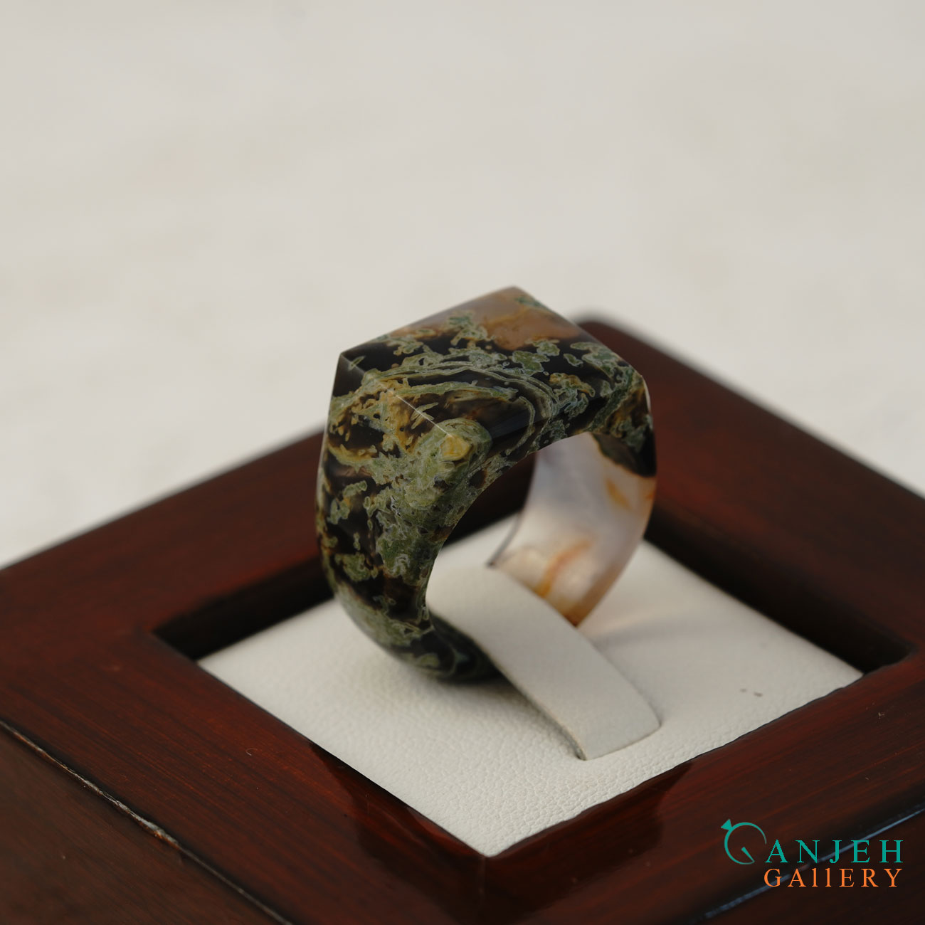 انگشتر عقیق شجر خزه ای - کد N3016- گالری جواهرات گنجه