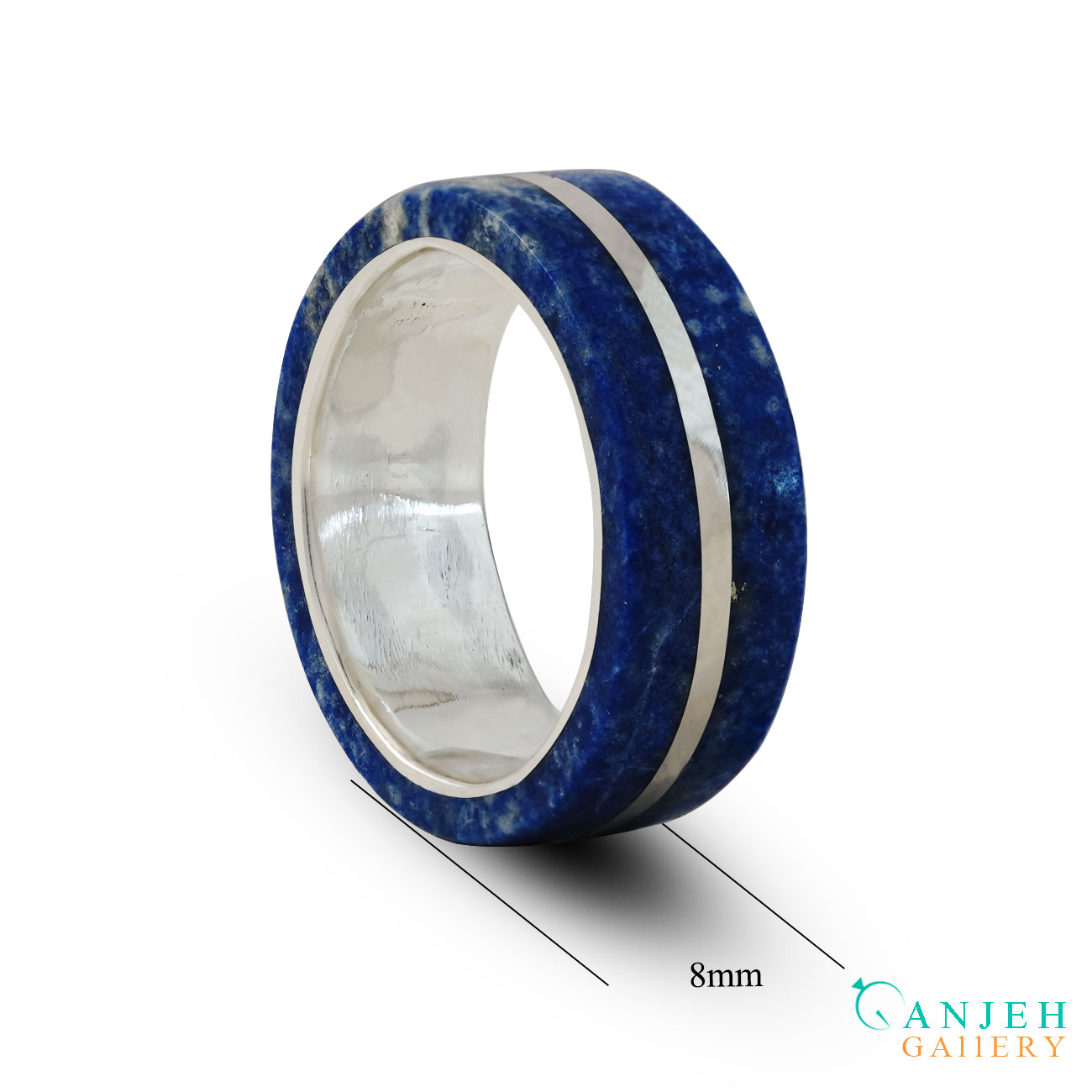 انگشتر سنگی لاجورد با رینگ نقره -کد N3018-گالری جواهرات گنجه