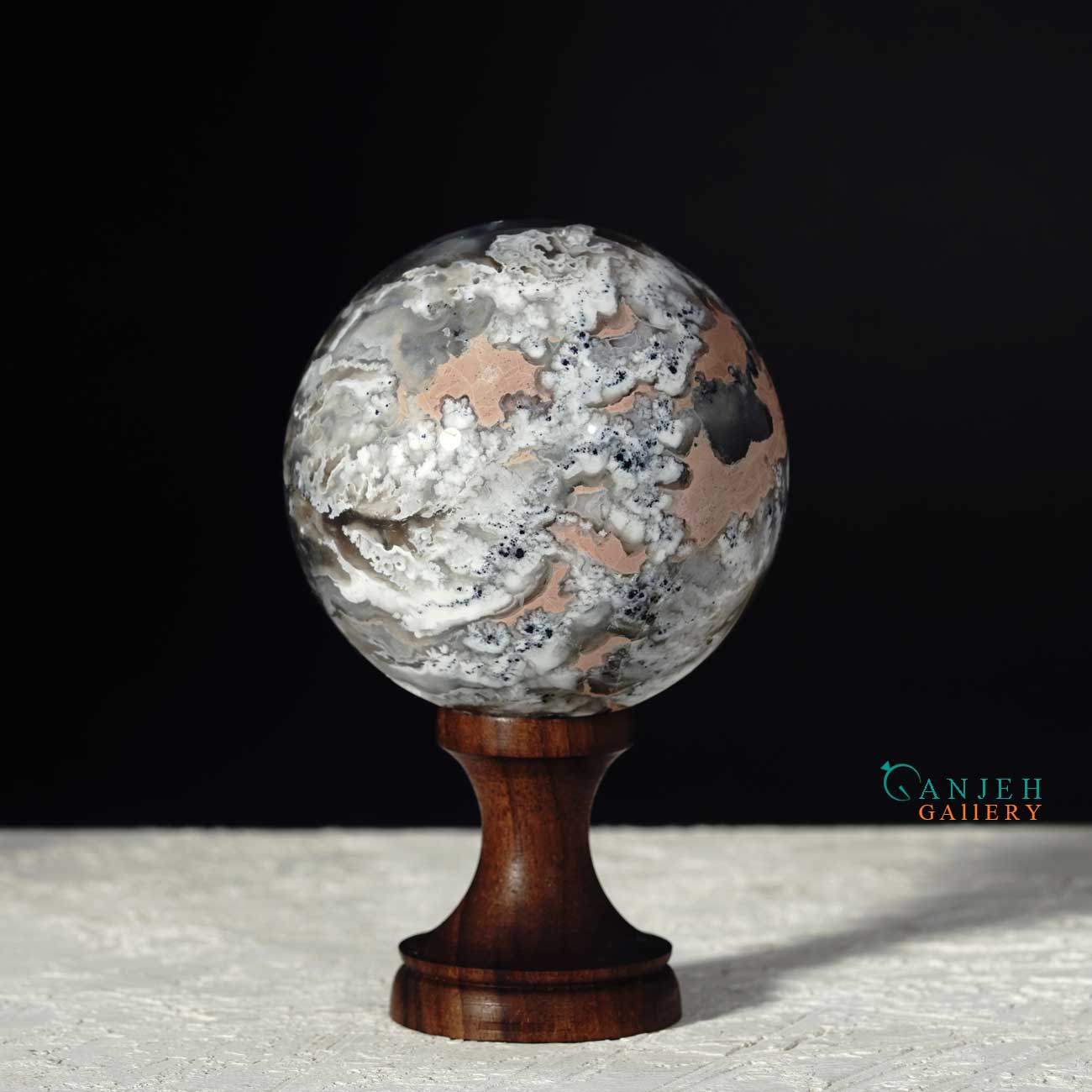 گوی عقیق شجر بهاری ژئوددار- کد N2072-گالری جواهرات گنجه