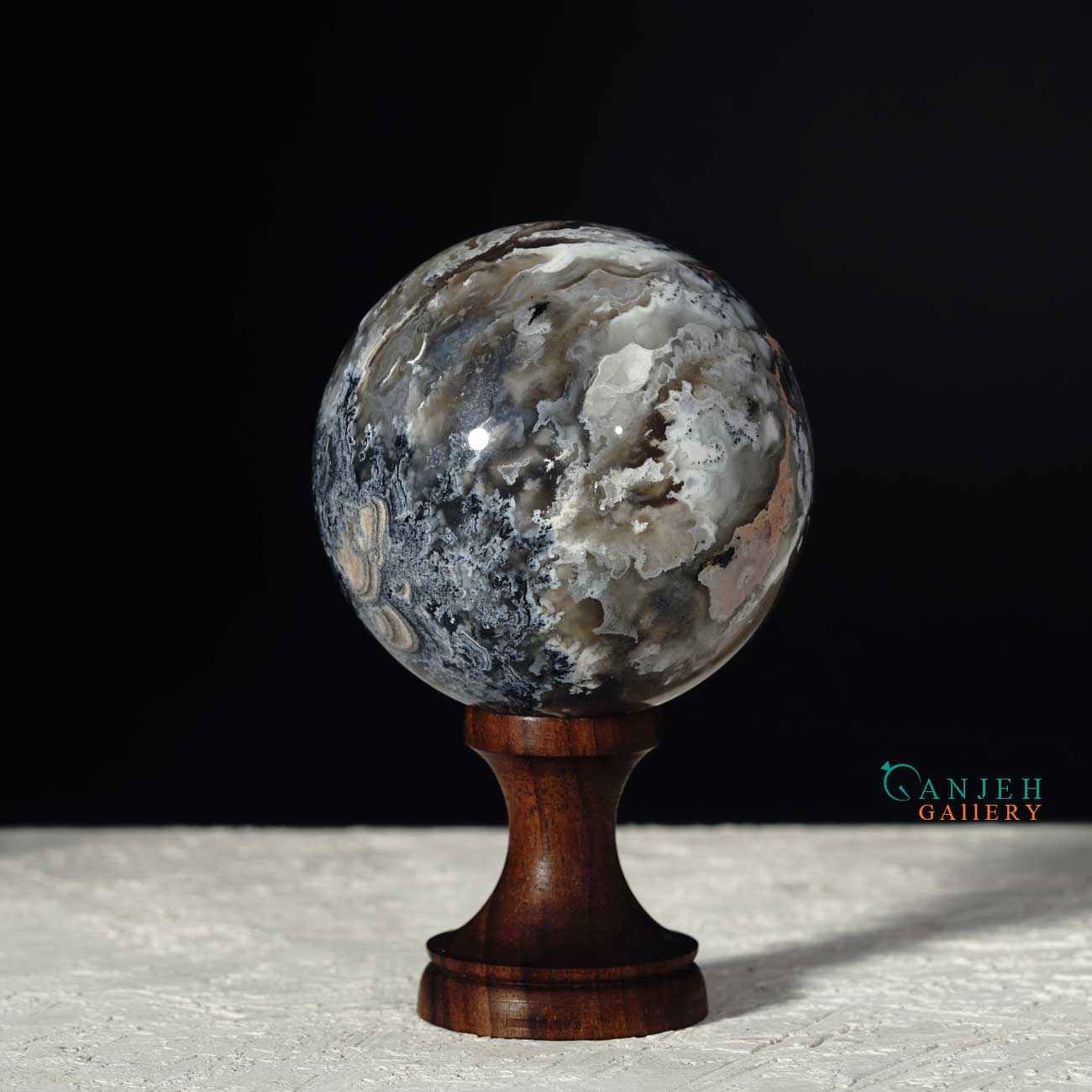 گوی عقیق شجر بهاری- کد N2072-گالری جواهرات گنجه