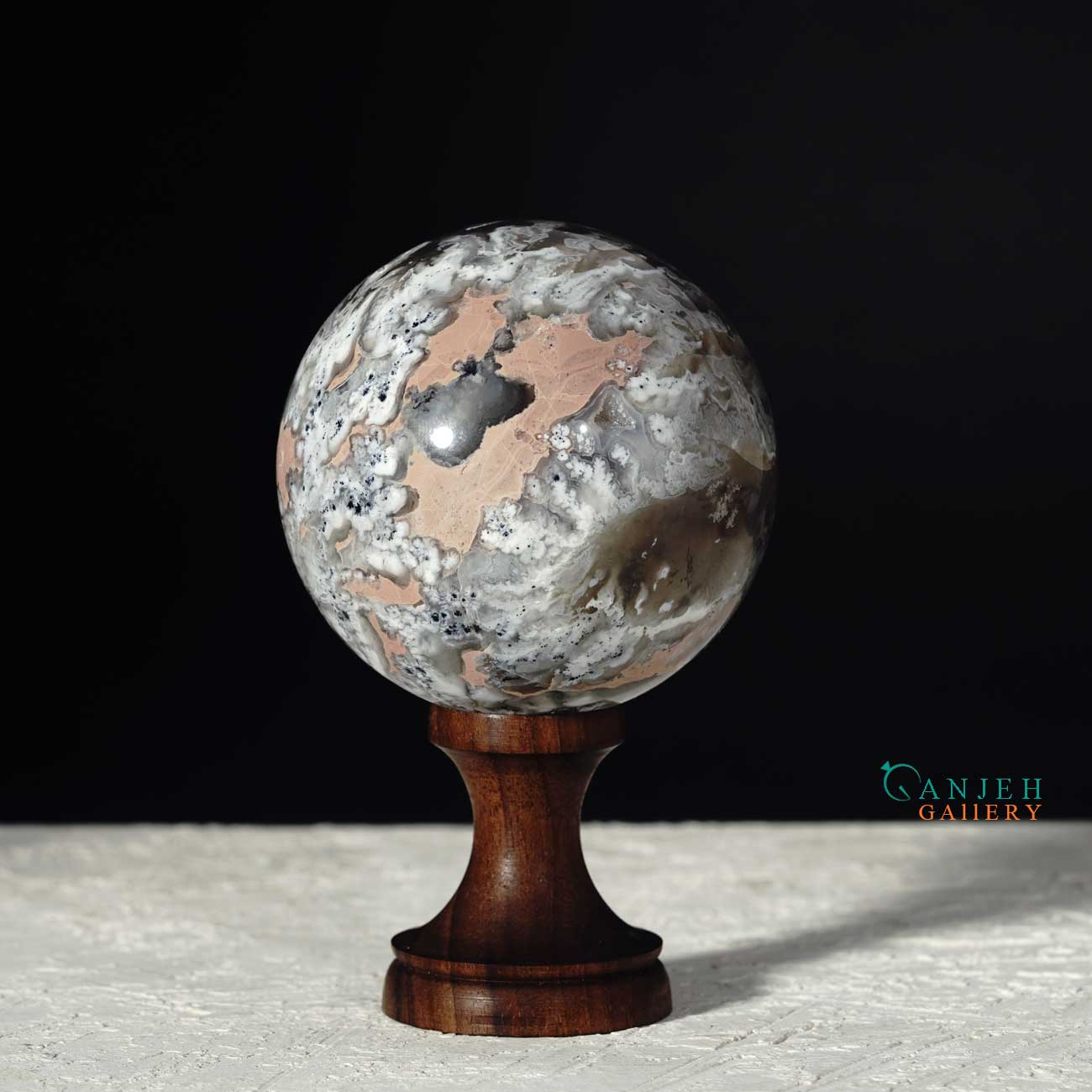 گوی عقیق شجر بهاری طبیعی- کد N2072-گالری جواهرات گنجه