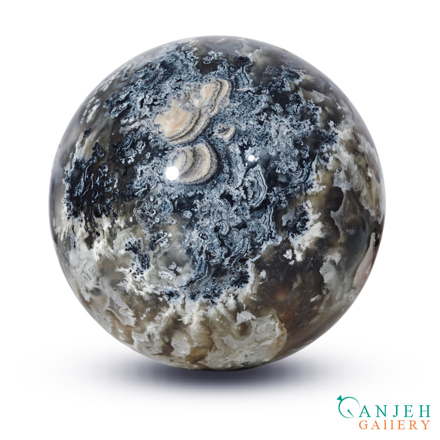 گوی سنگی عقیق شجر بهاری کد N2072 - گالری جواهرات گنجه