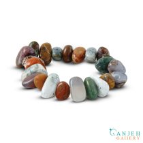 دستبند سنگ نامنظم عقیق جاسپر طبیعی -کد N695-گالری جواهرات گنجه