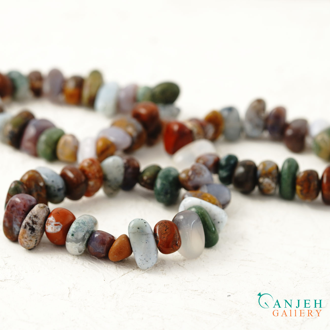 دستبند سنگ نامنظم عقیق جاسپر طبیعی -کد N695-گالری جواهرات گنجه