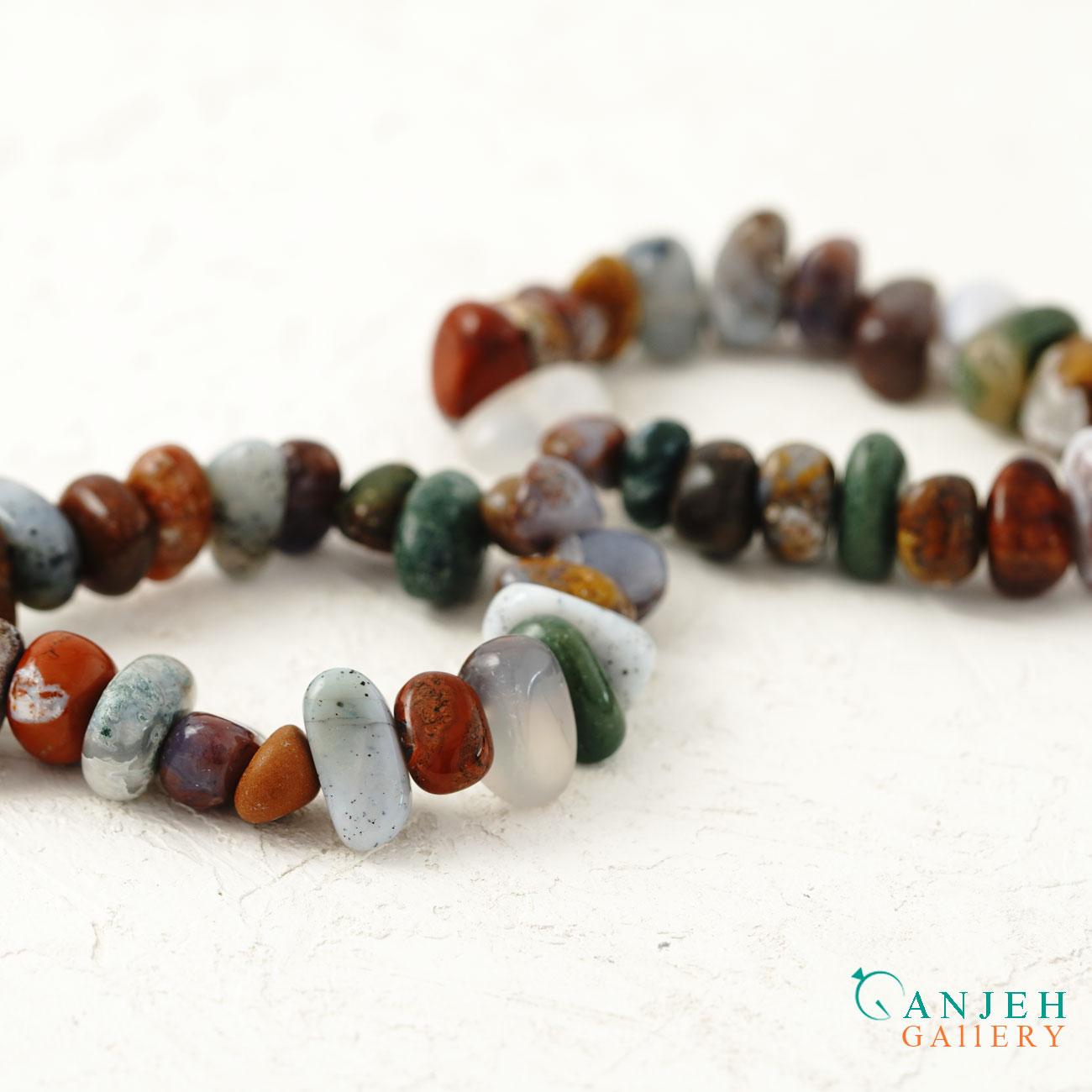 دستبند سنگ عقیق جاسپر نامنظم اصل -کد N695-گالری جواهرات گنجه