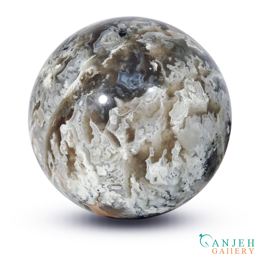 گوی سنگی عقیق شجر بهاری -کدN2076-گالری جواهرات گنجه