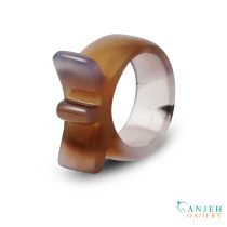 انگشتر پاپیون سنگی عقیق - کد N3021-گالری جواهرات گنجه