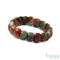 دستبند سنگی عقیق شجر پاییزی سبز و قرمز کد N696-گالری جواهرات گنجه