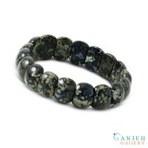 دستبند سنگی عقیق مشکی خزه ای کد N697 - گالری جواهرات گنجه