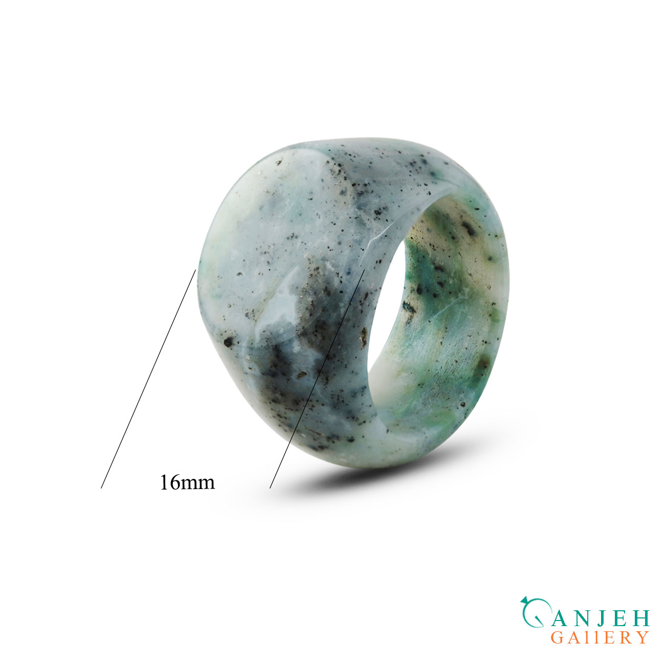 انگشتر سنگی عقیق کلسدونی - کدN3019 - گالری جواهرات گنجه