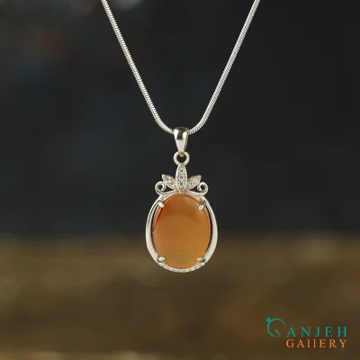 سفارش ساخت نقره - گردنبند نقره عقیق یمنی- گالری جواهرات گنجه
