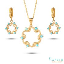 گردنبند طلا فیروزه طبیعی- کد G411-گالری جواهرات گنجه