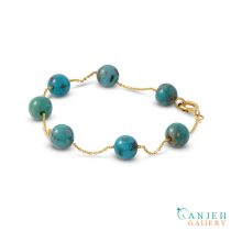 دستبند و گوشواره طلا فیروزه کرمان- کد G413-گالری جواهرات گنجه