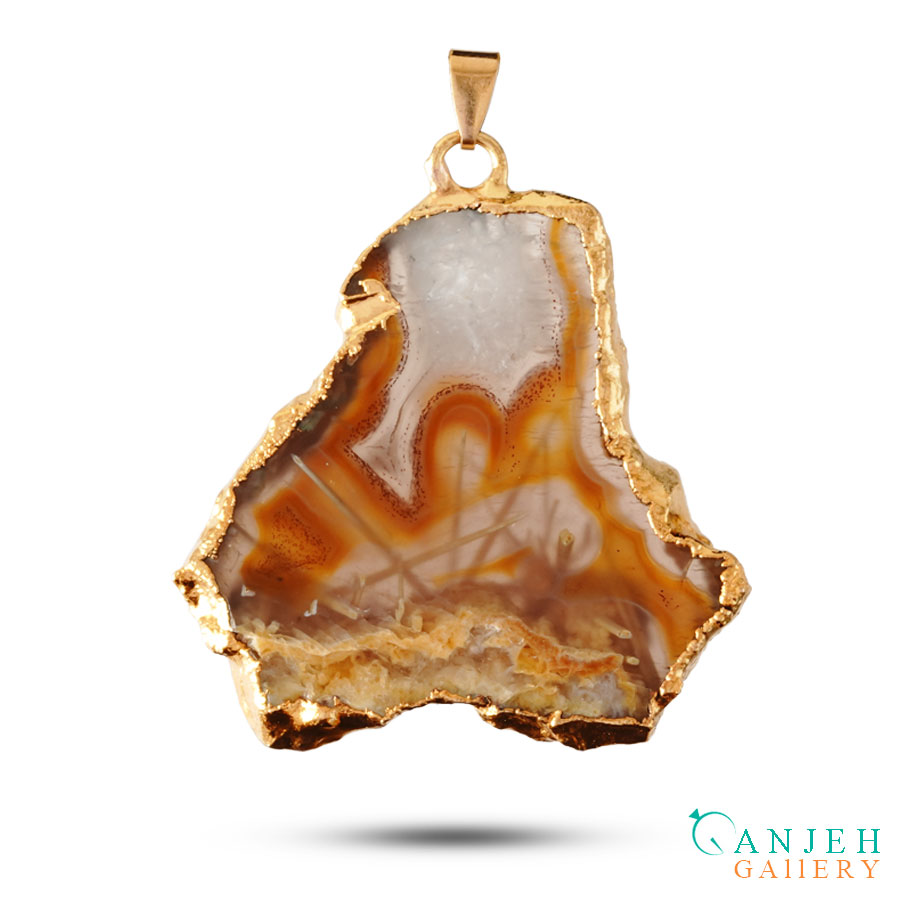 گردنبند سنگی عقیق سلیمانی قرمز روتایلی -کد N698-گالری جواهرات گنجه