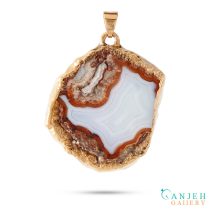 گردنبند سنگی عقیق سلیمانی طبیعی -کد N703-گالری جواهرات گنجه
