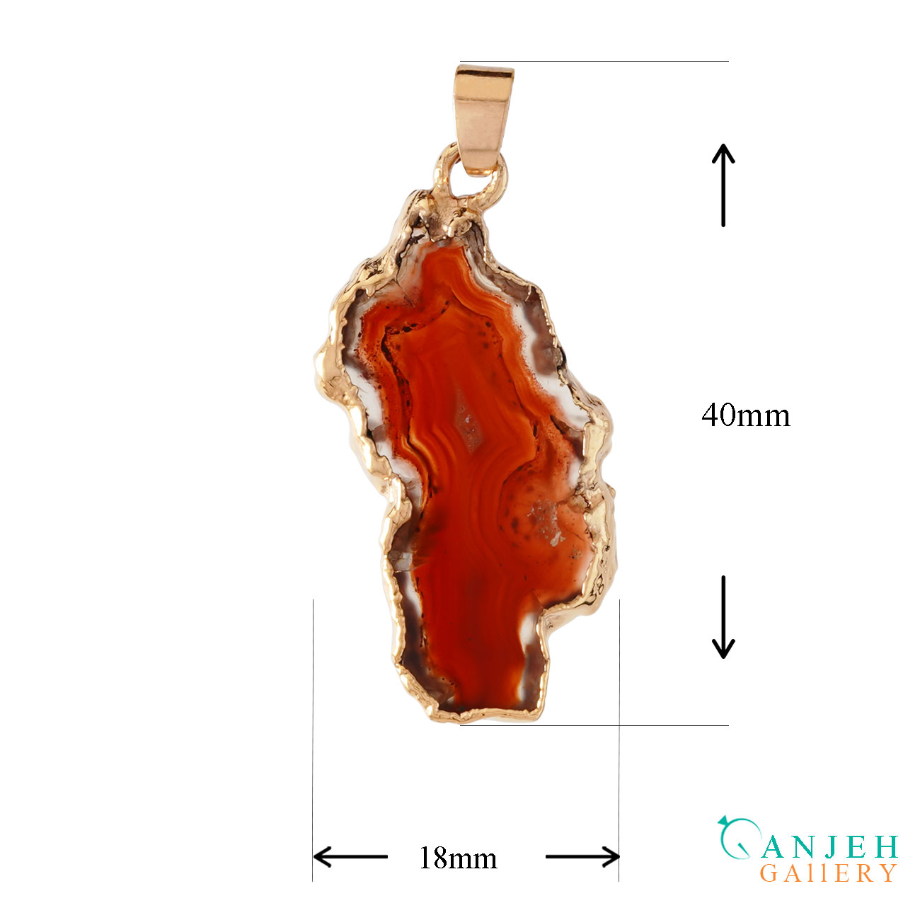 گردنبند سنگی عقیق قرمز طبیعی- کد N706-گالری جواهرات گنجه