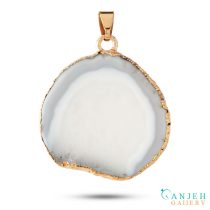 گردنبند سنگی عقیق سفید- کد N707-گالری جواهرات گنجه