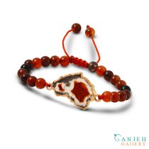 دستبند سنگی مهره ای عقیق سرخ -کد N708-گالری جواهرات گنجه
