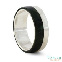 رینگ سنگی یشم با نقره کد N3025 -گالری جواهرات گنجه
