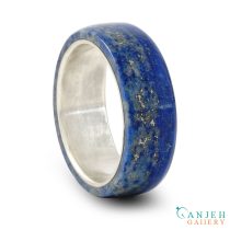 حلقه سنگی لاجورد با رینگ نقره -کد N3027-گالری جواهرات گنجه
