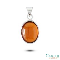 گردنبند نقره ساده بیضی شکل نگین گارنت- کد S1426-گالری جواهرات گنجه