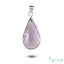 گردنبند نقره اشکی شکل با نگین عقیق سوسنی طبیعی -کد S1427-گالری جواهرات گنجه