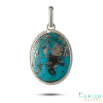 گردنبند نقره فیروزه کرمان طرح تابیده -کد S1435-گالری جواهرات گنجه