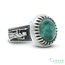 انگشتر نقره عقیق سبز طبیعی -کد S1438-گالری جواهرات گنجه