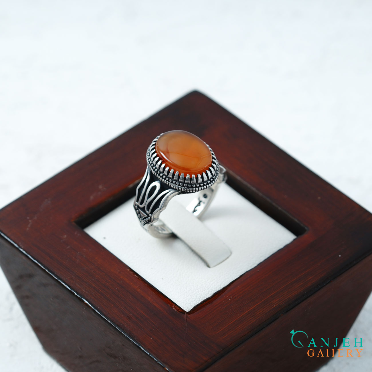 انگشتر نقره عقیق پرتقالی یمن- کد S1439-گالری جواهرات گنجه